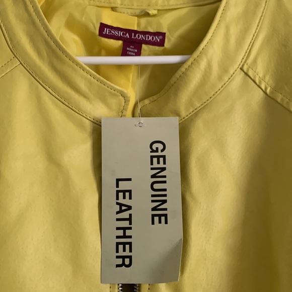 Jessica London Yellow Leather Jacket Size 34 NWT - Picture 4 of 8
